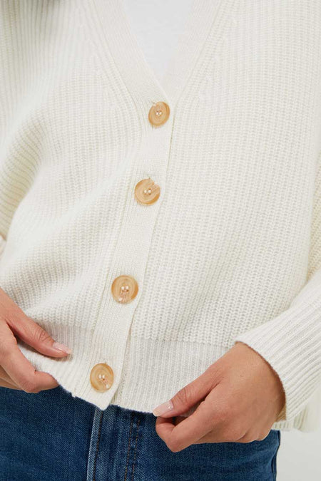Ivory Cropped Cashmere Cocoon Cardigan