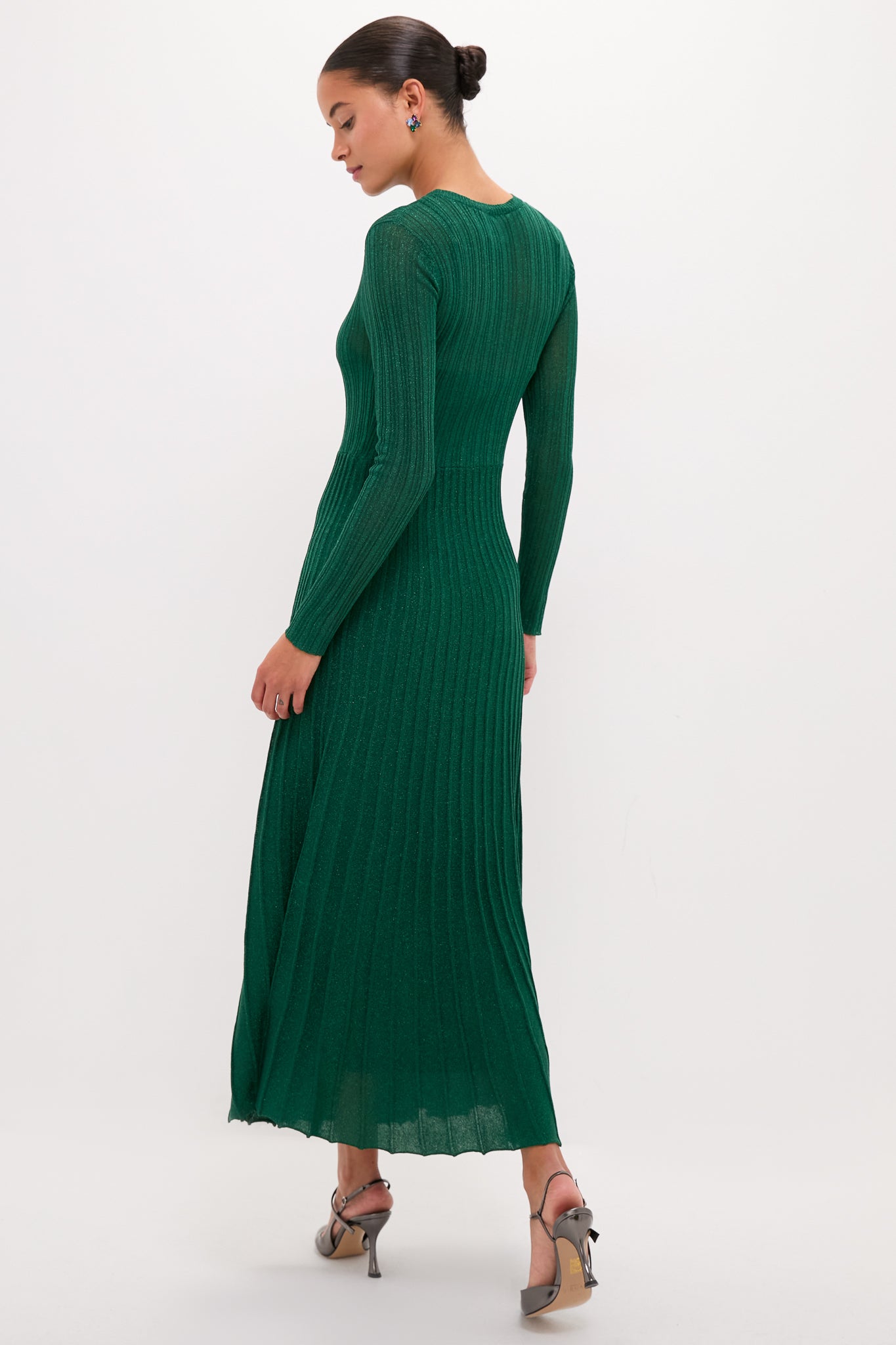 Green Shimmer Knit Cammie Maxi Dress