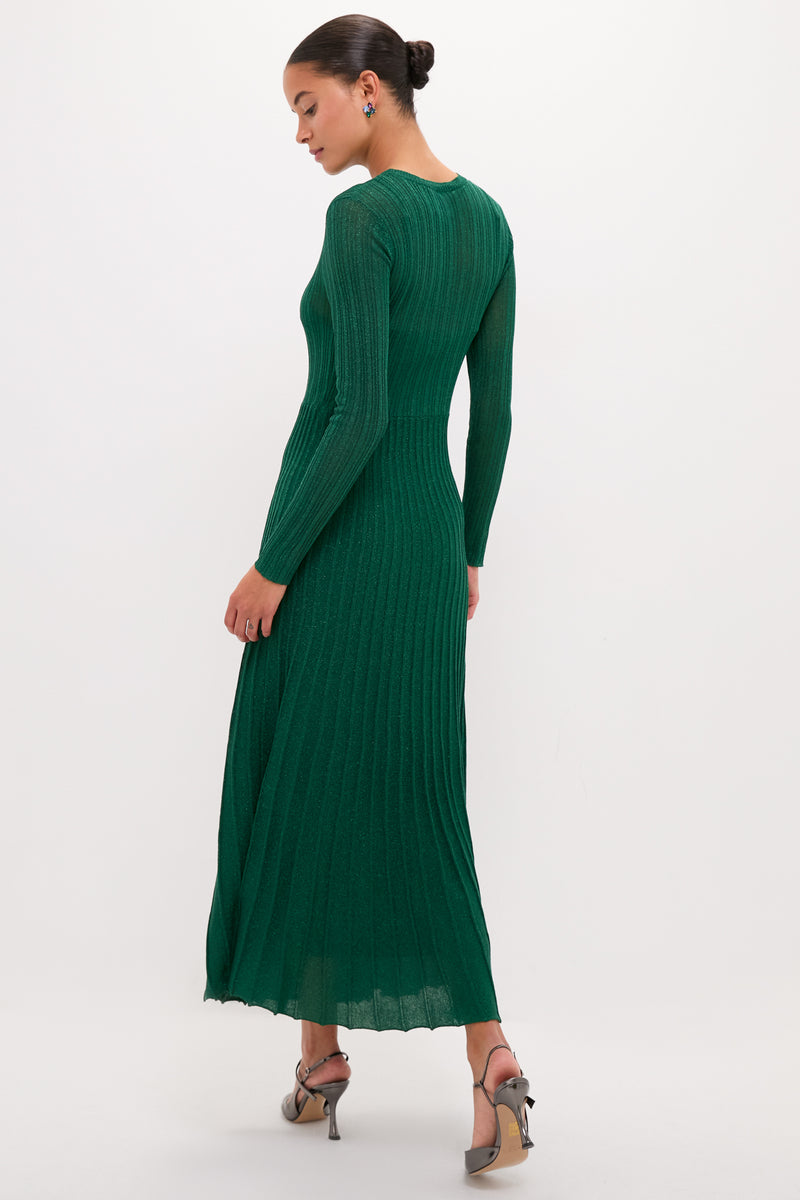 Green Shimmer Knit Cammie Maxi Dress