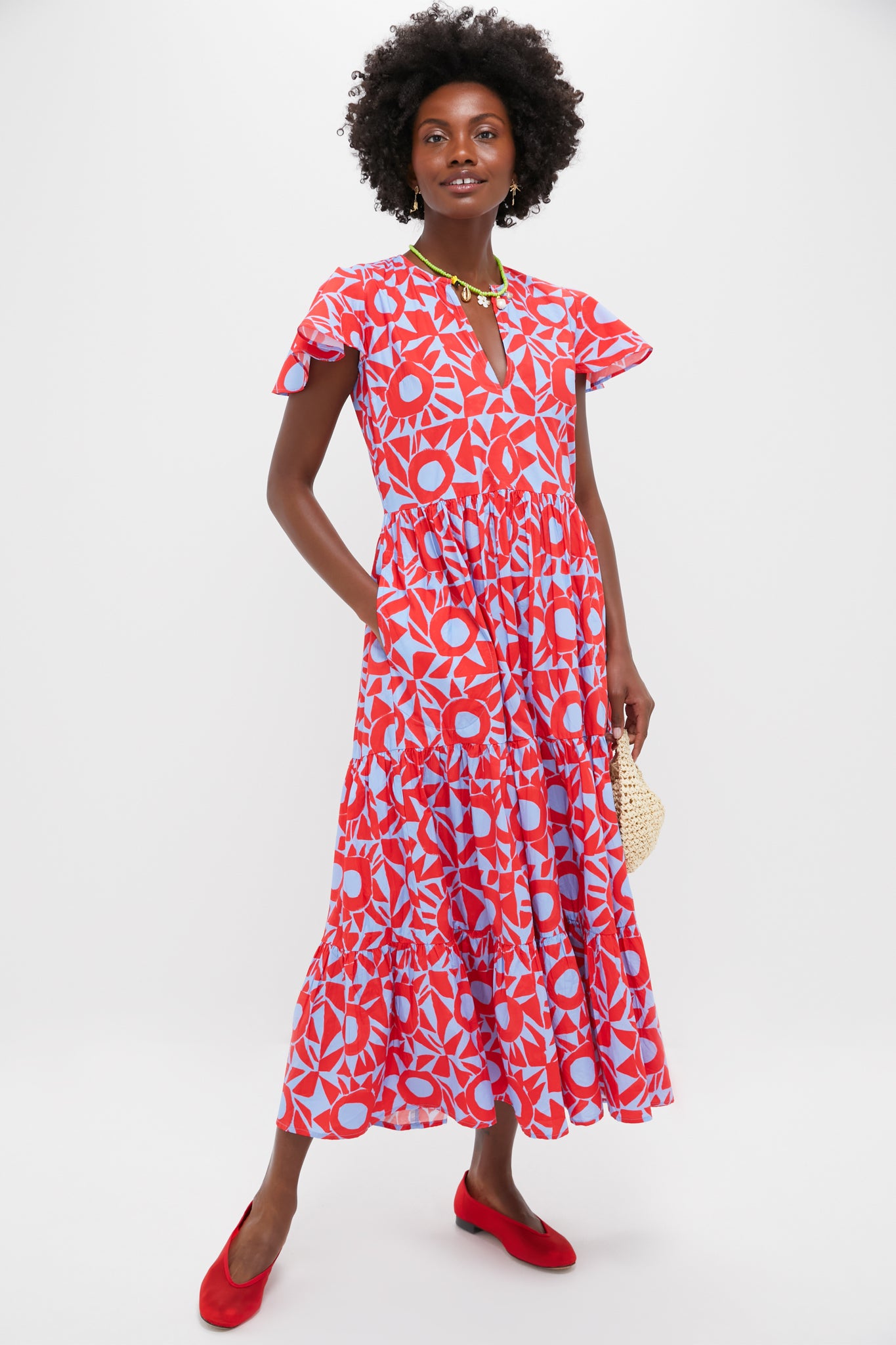 Eclipse Red V-Neck Maxi Dress | Oliphant