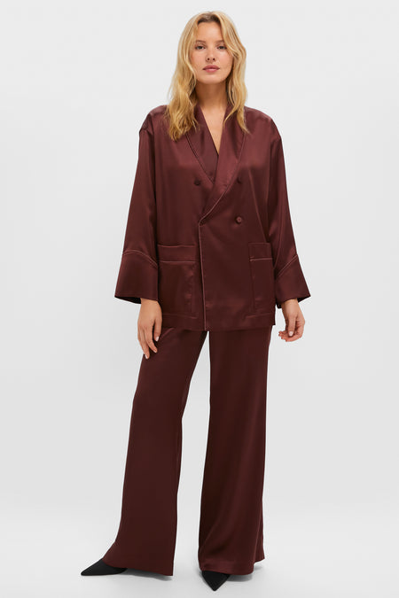 Chocolate Satin Smoking Jacket