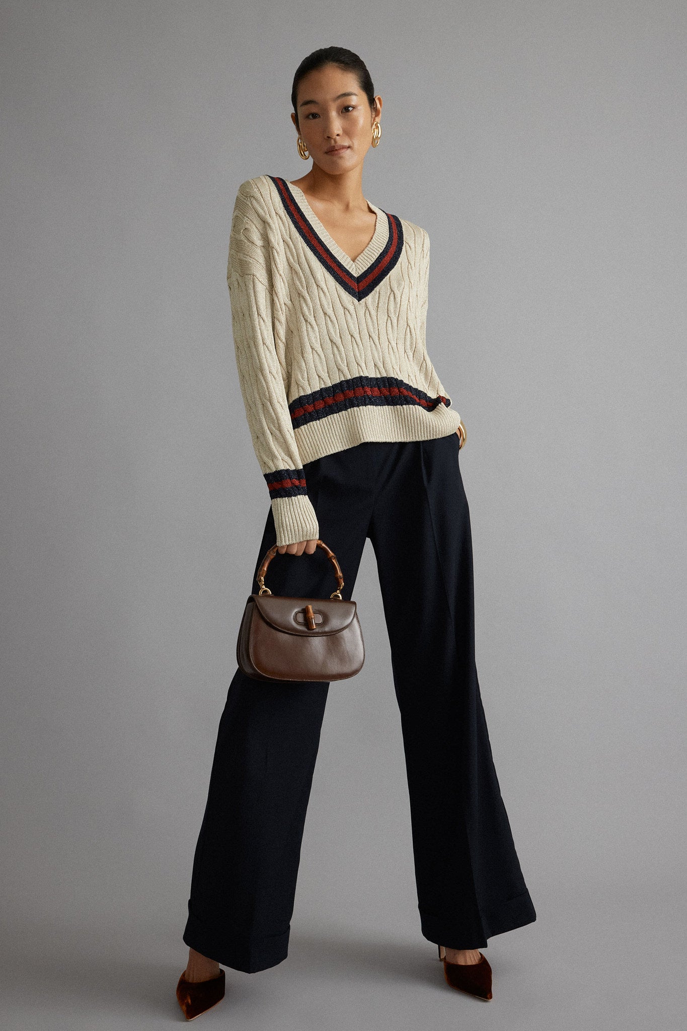 GUCCI Brown Bamboo Small Top Handle Bag