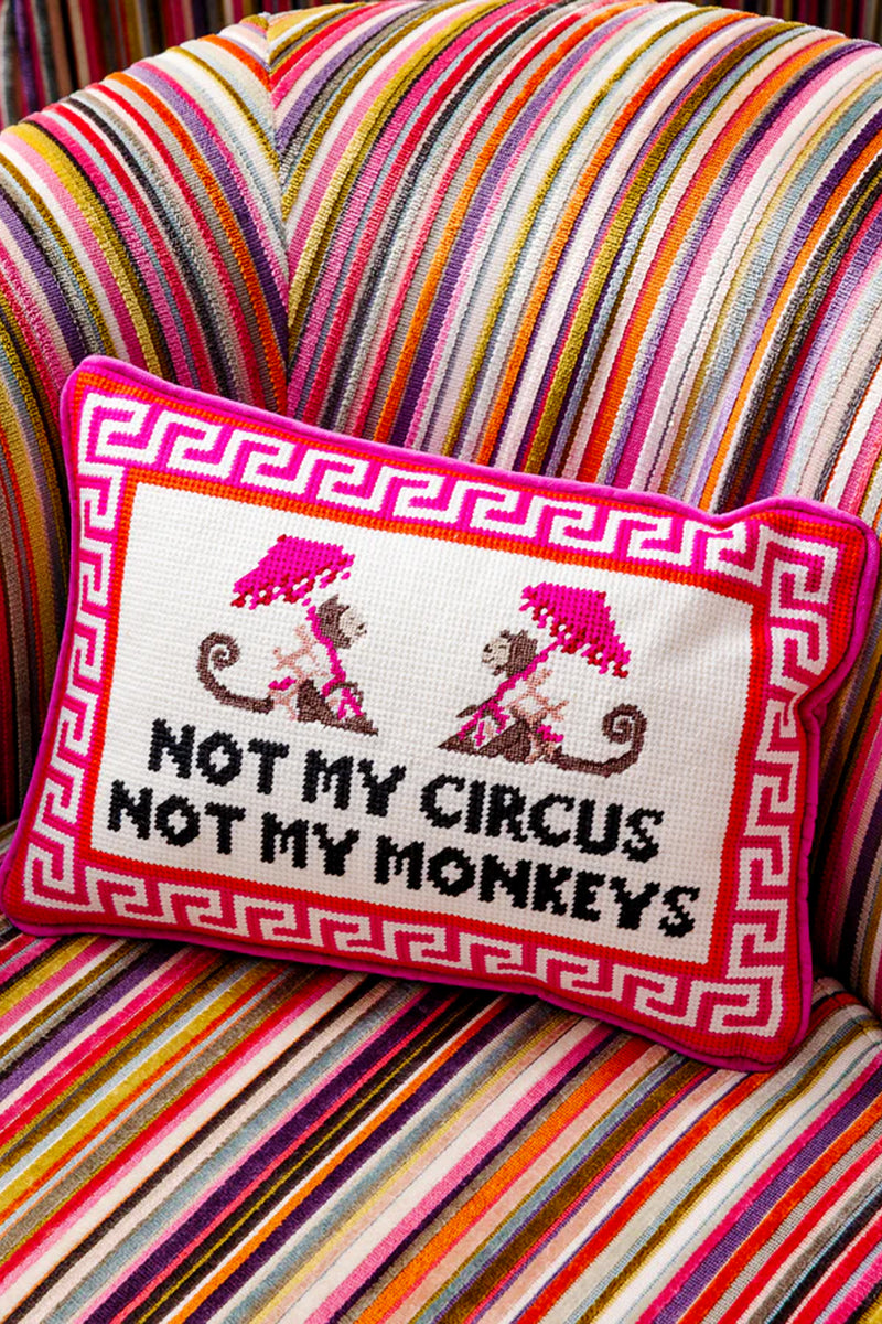 Not My Circus Needlepoint Pillow