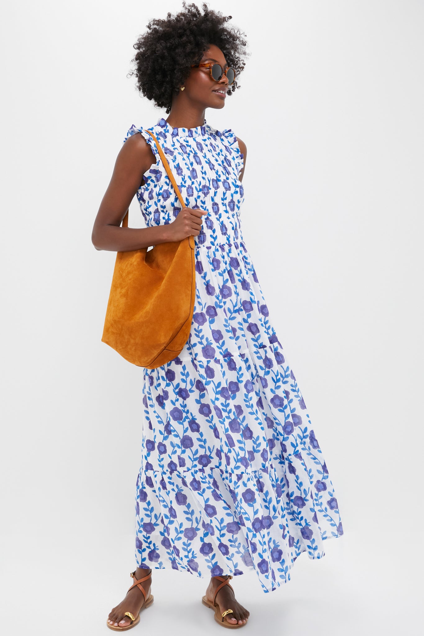 Toscana Blue Sleeveless Smocked Maxi Dress