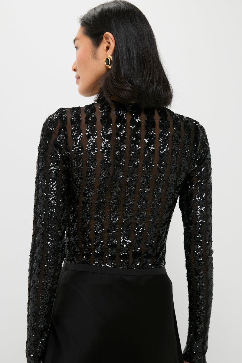 Polo Black Sequin Cable Knit Bodysuit
