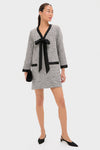 Silver Coco Tweed Bow Dress