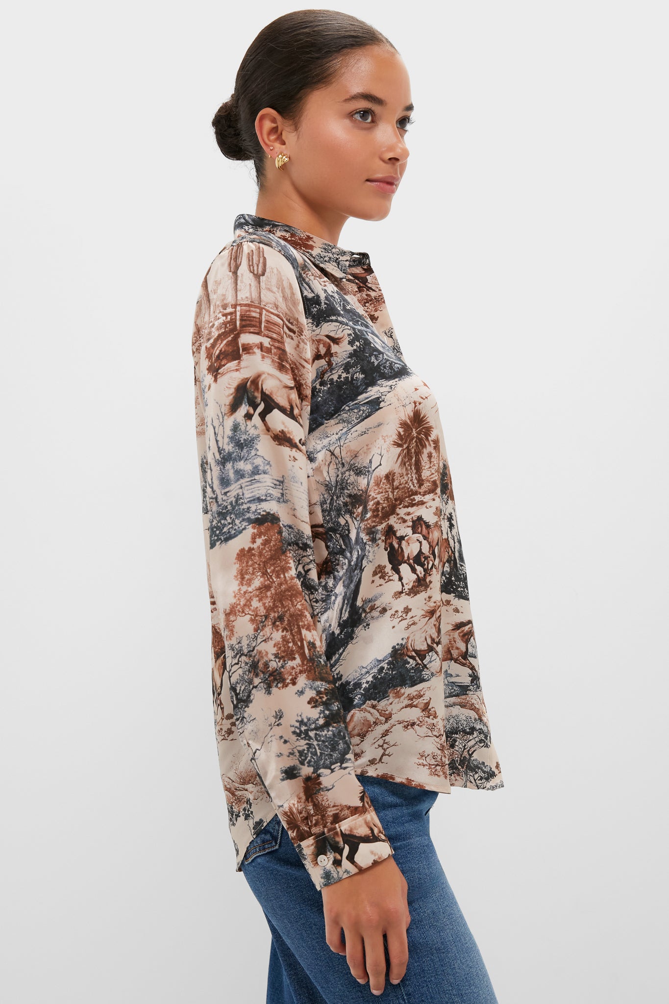 Tan Mountain Western Tyler Long Sleeve Blouse