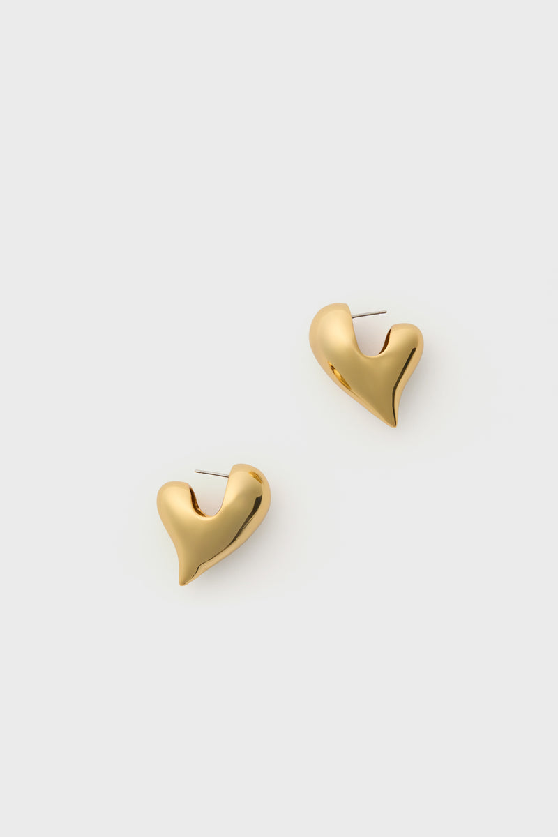 High Polish Gold Art Heart Earrings
