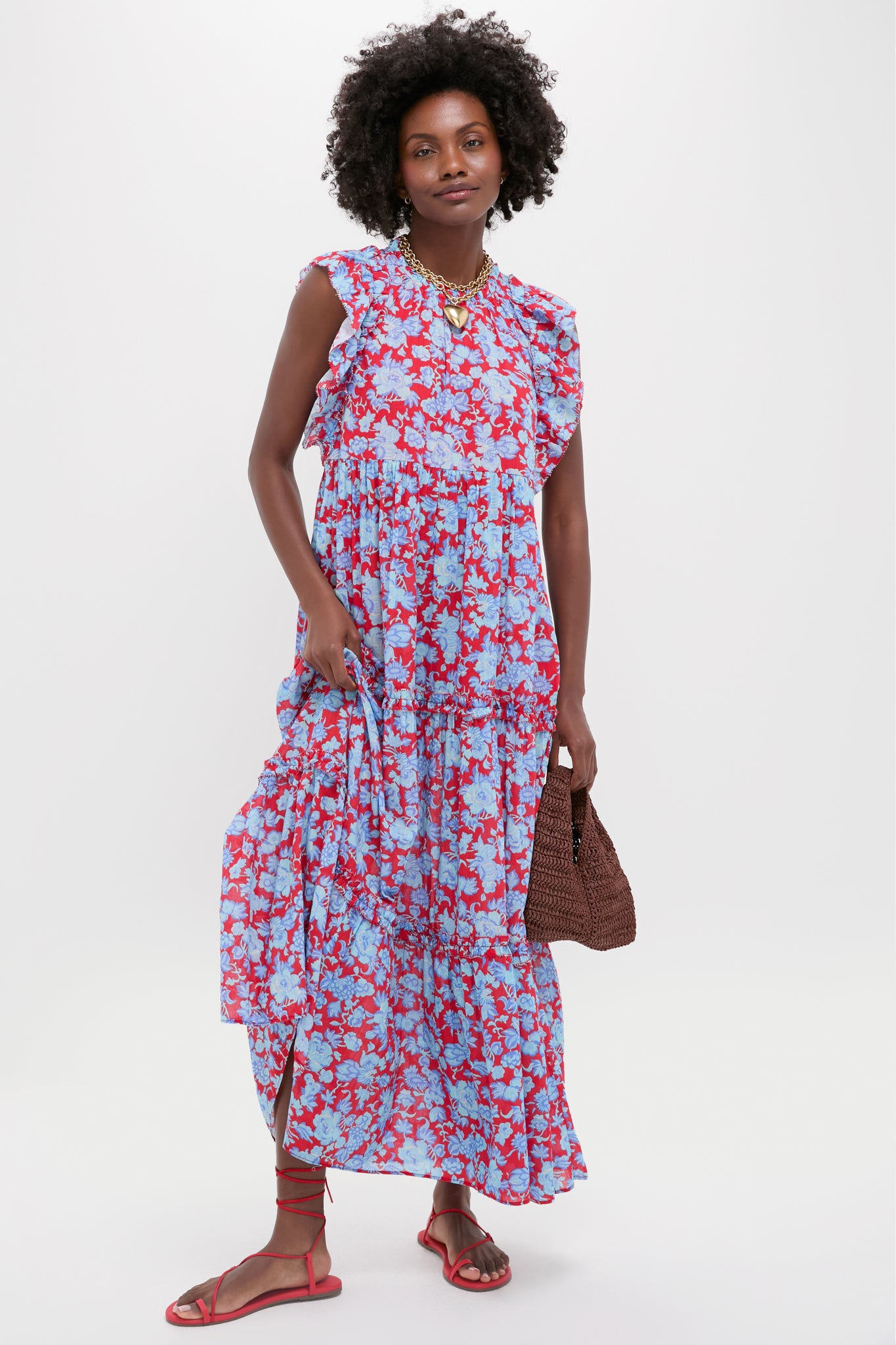 Paola Floral Print Poppy Maxi Dress