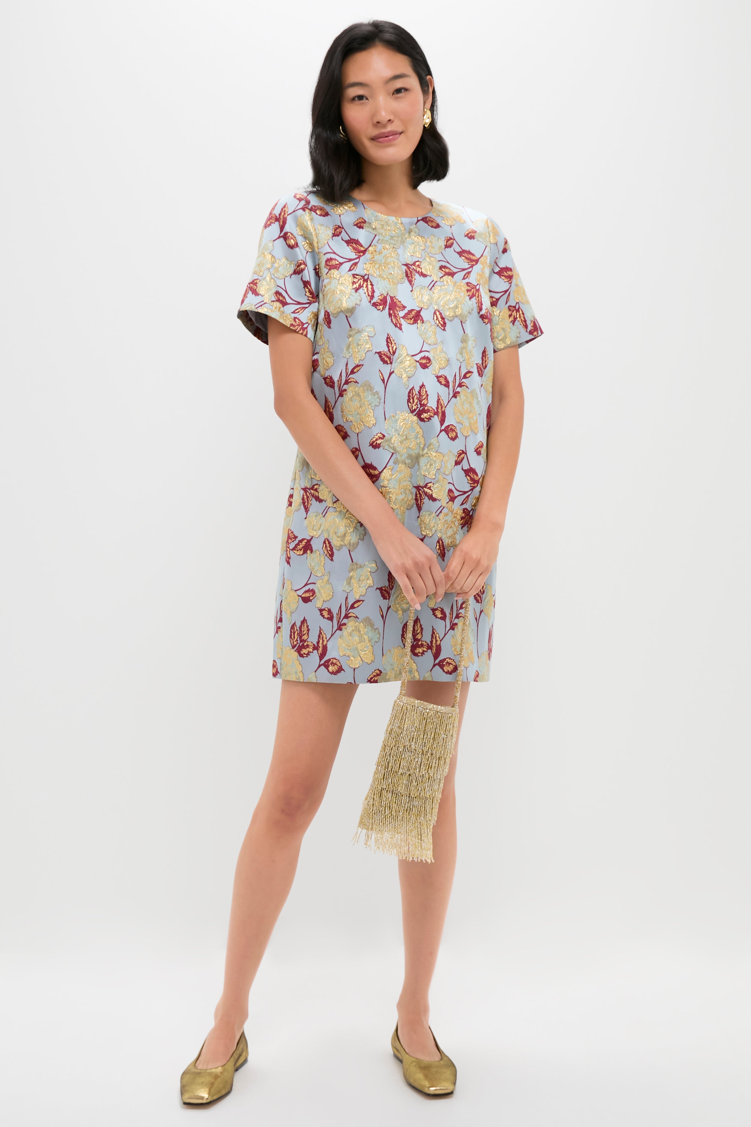 Slate Blue Winter Floral Mae Dress
