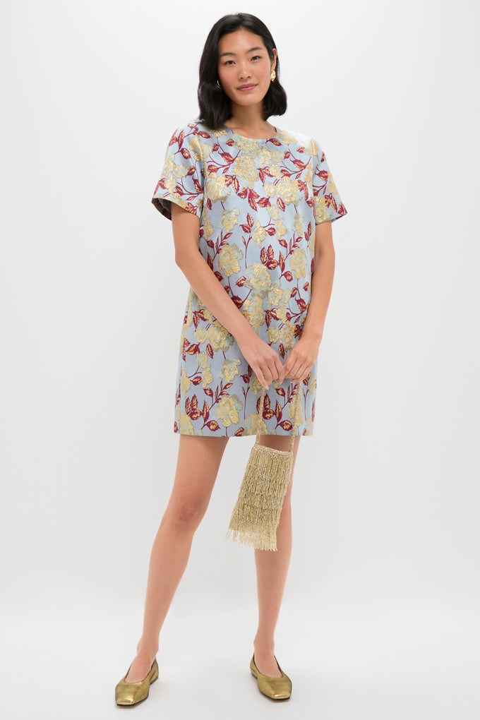 Pomander Place Slate Blue Winter Floral Mae Dress Blue / XXL Pomander Place Slate Blue Winter Floral Mae Dress Blue / XXL