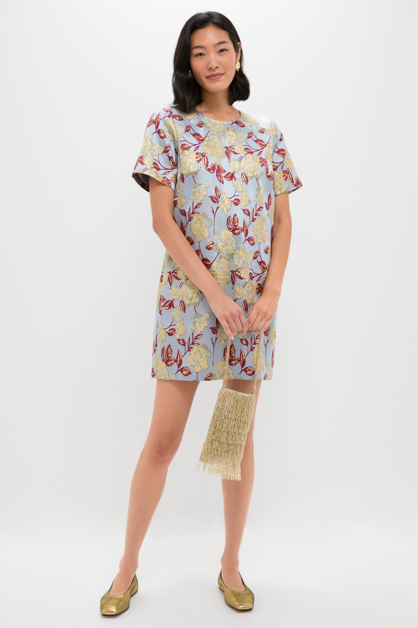 Slate Blue Winter Floral Mae Dress