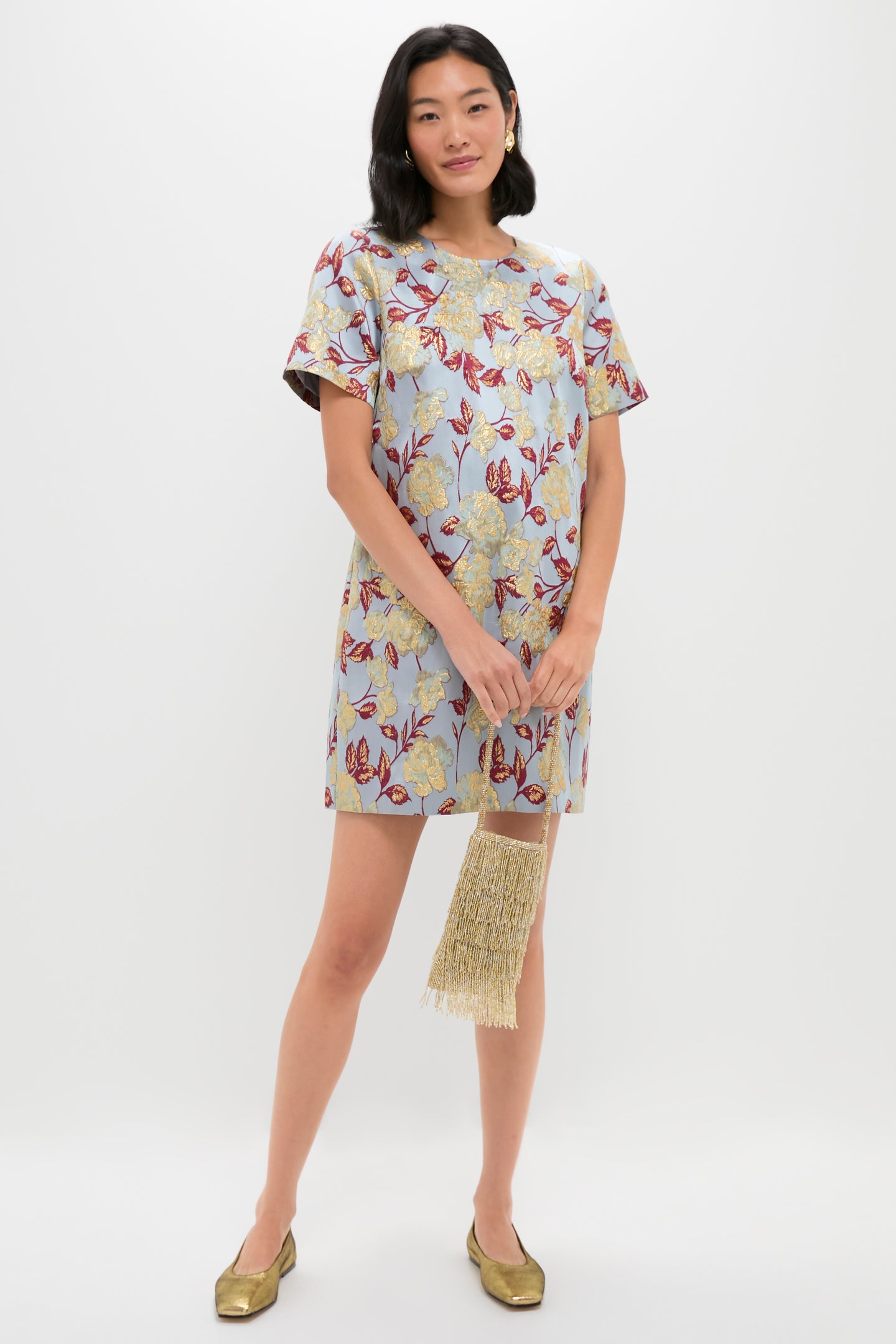 Slate Blue Winter Floral Mae Dress