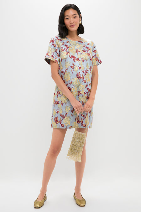 Slate Blue Winter Floral Mae Dress