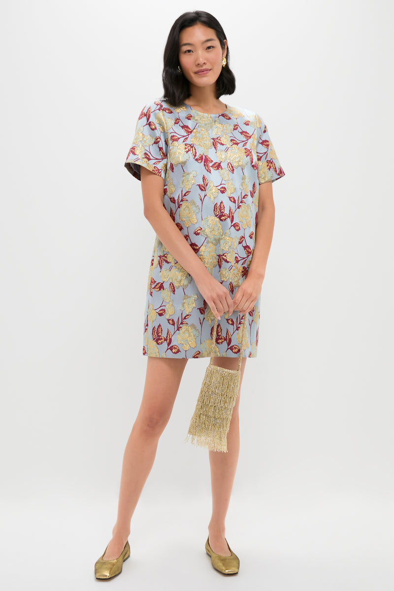 Slate Blue Winter Floral Mae Dress