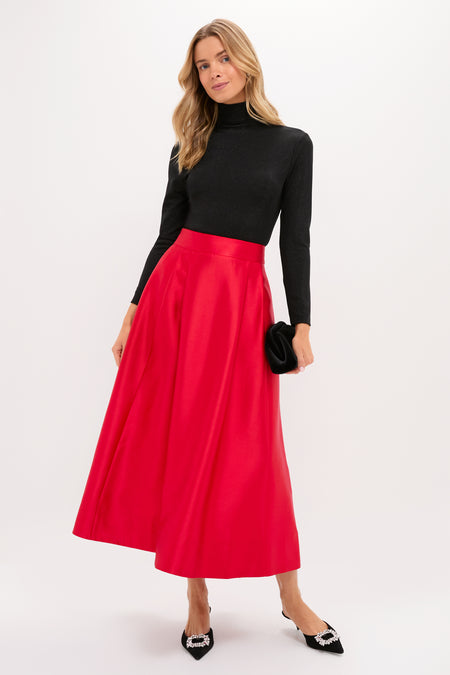 Red Dupioni Kendall Skirt