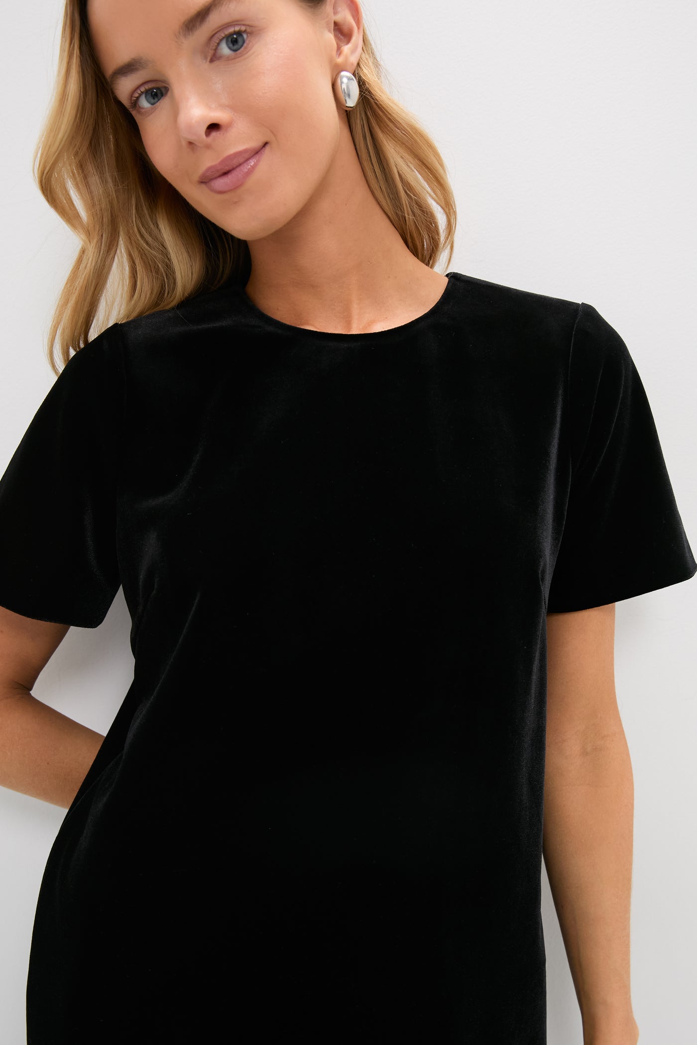 velvet t shirt dress Black Velvet Mae Dress