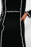 Black Vania Lace Long Sleeve Midi Knit Dress