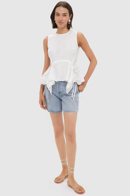 White Camden Cotton Poplin Tank Top