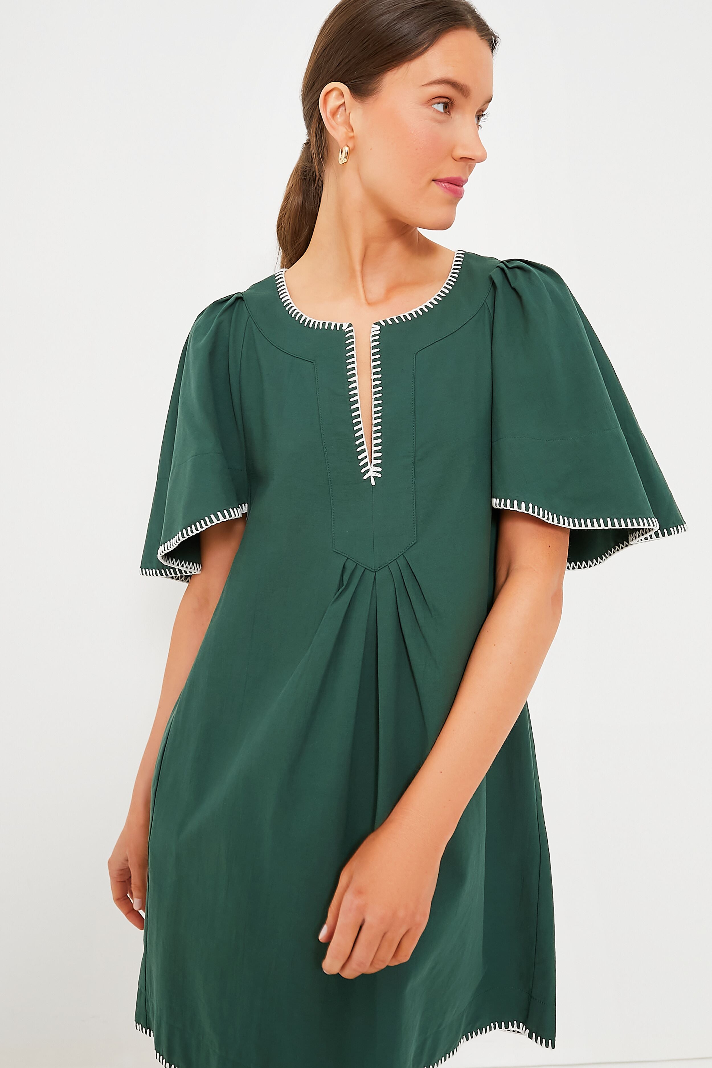 Green Stitch Finley Flutter Sleeve Dress Pomander Place