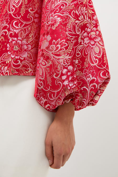 Red & Pink Jacquard Janie Blouse