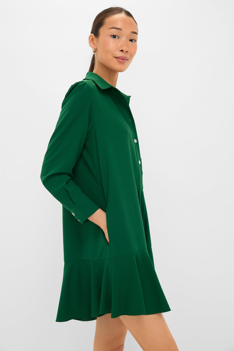 Hunter Green Crepe Callahan Dress
