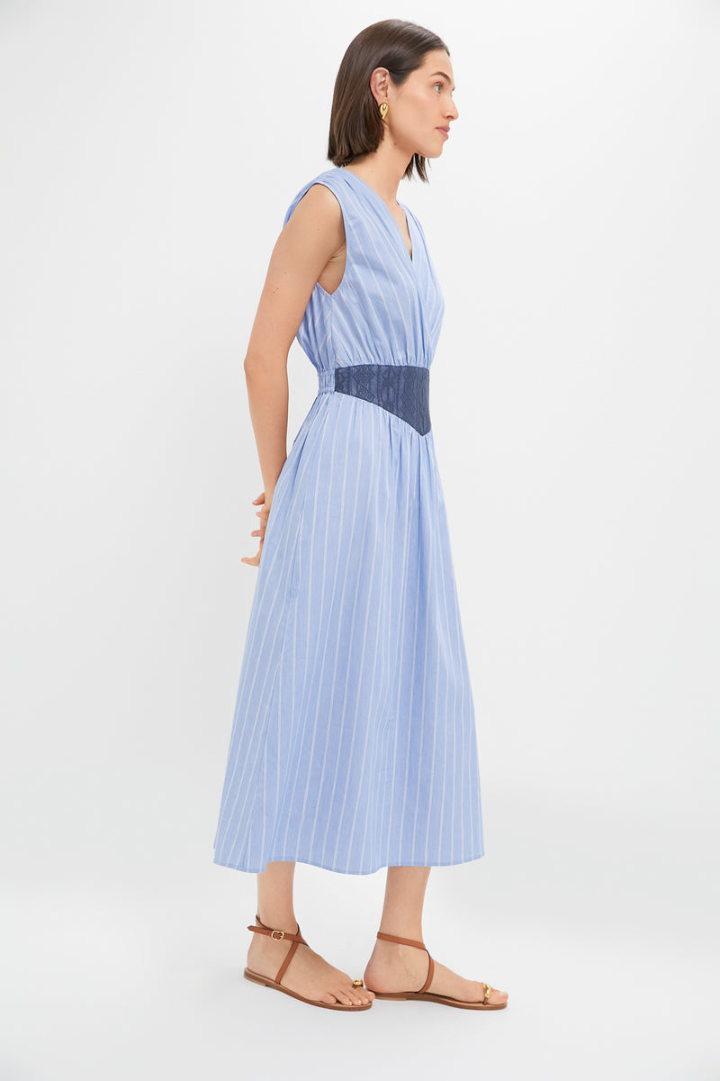 Sky Blue Stripe Cotton Perrie Dress