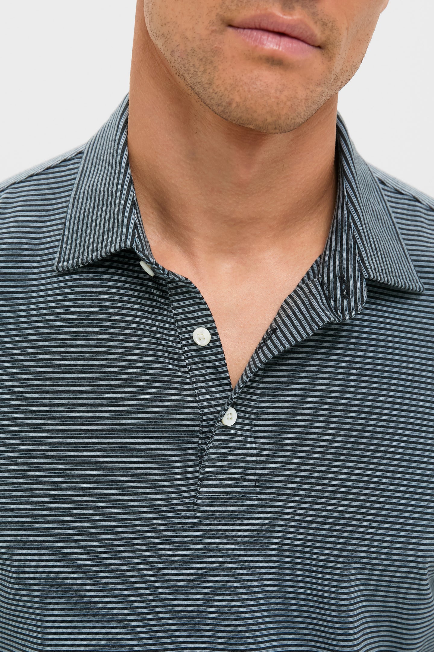 Moonlight Point Stripe Long Sleeve Movement Polo