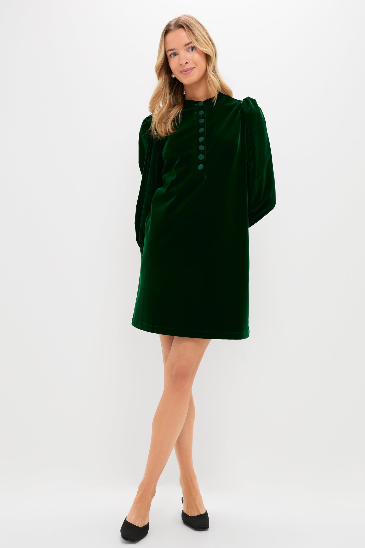 Pomander Place Hunter Green Velvet Samantha Dress Hunter Green / S Pomander Place Hunter Green Velvet Samantha Dress Hunter Green / S