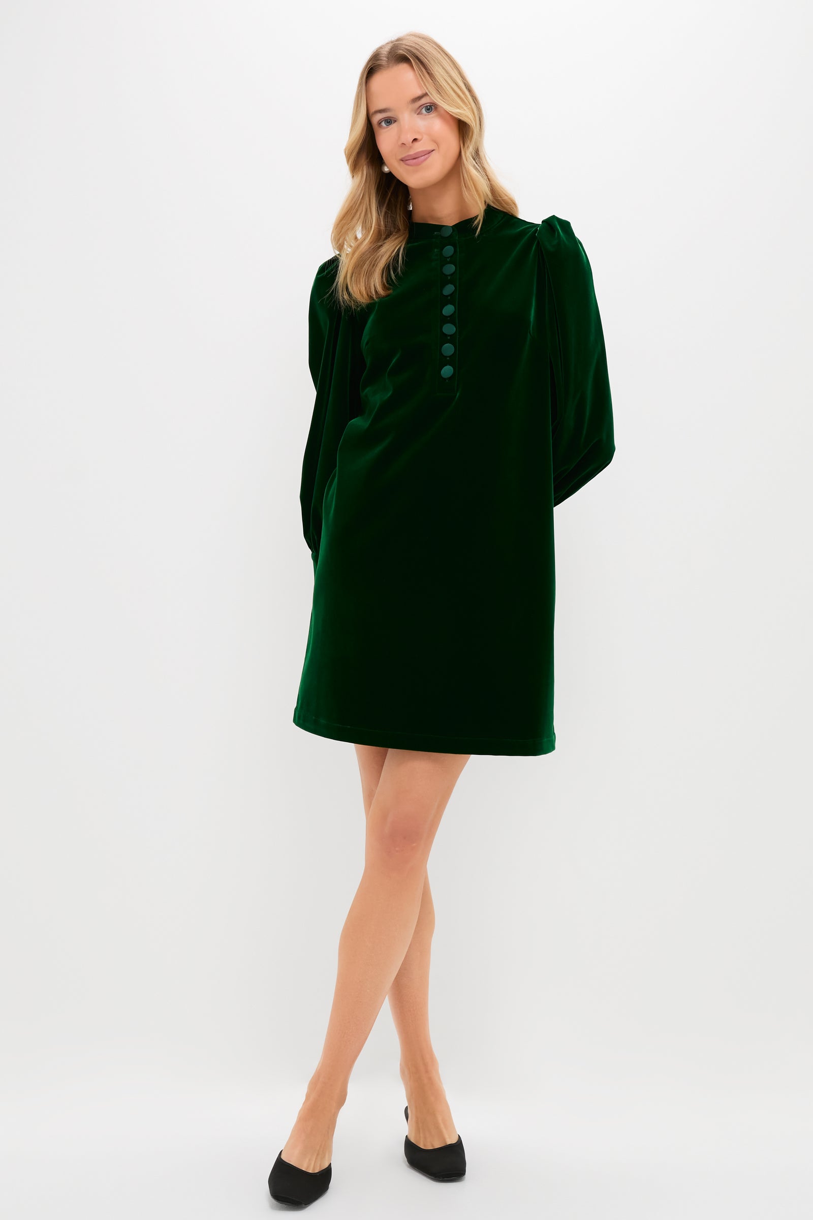 Pomander Place Hunter Green Velvet Samantha Dress Hunter Green / S Pomander Place Hunter Green Velvet Samantha Dress Hunter Green / S