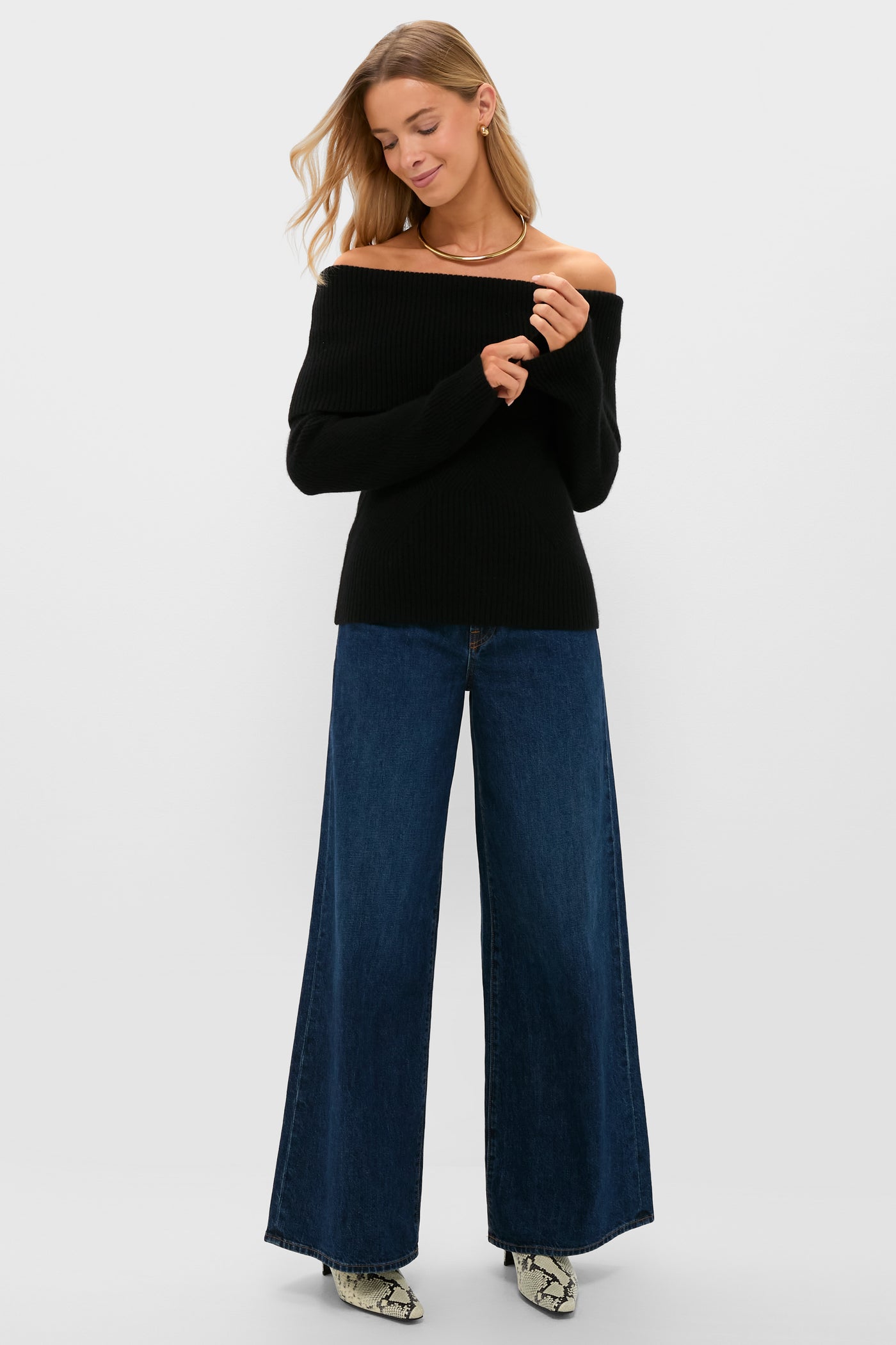 Black Off the Shoulder Sampson Sweater