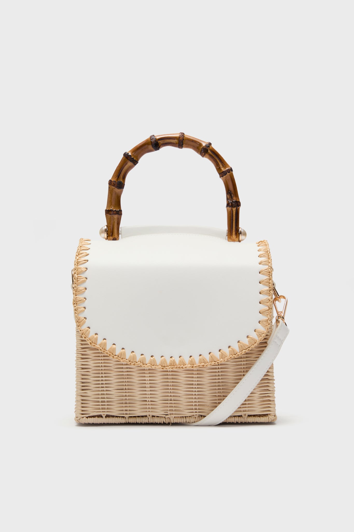 White and Natural Charli Box Bag