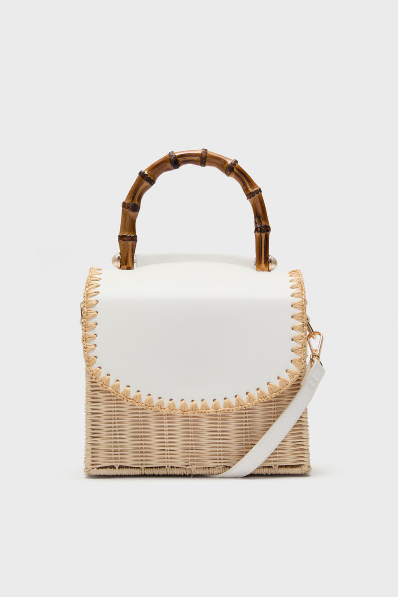 White and Natural Charli Box Bag