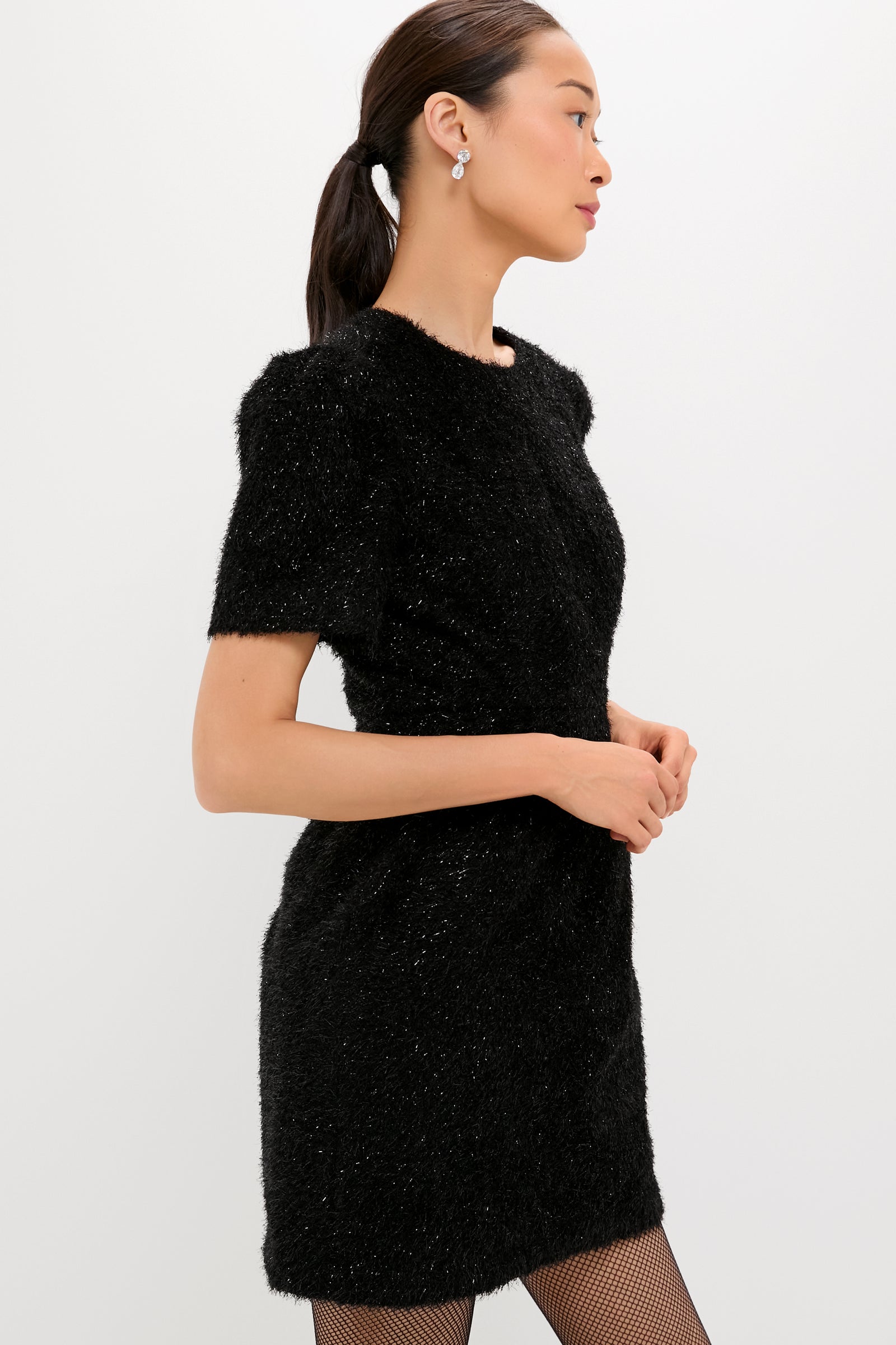 Black and Silver Tinsel Corrine Dress