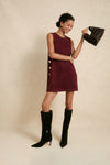 Merlot Faux Suede Button Bitsy Mini Dress