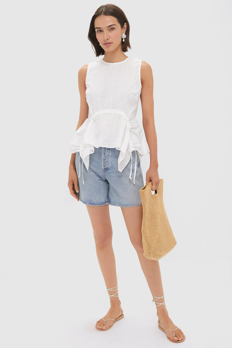 White Camden Cotton Poplin Tank Top