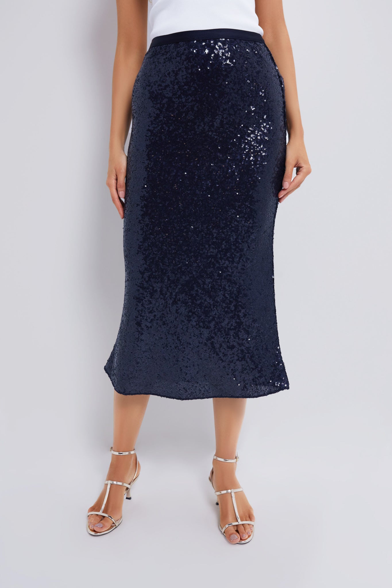 Deep Navy Sequin A-Line Skirt Polo Ralph Lauren
