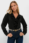 Black Ruffle Eileen Button Down Shirt