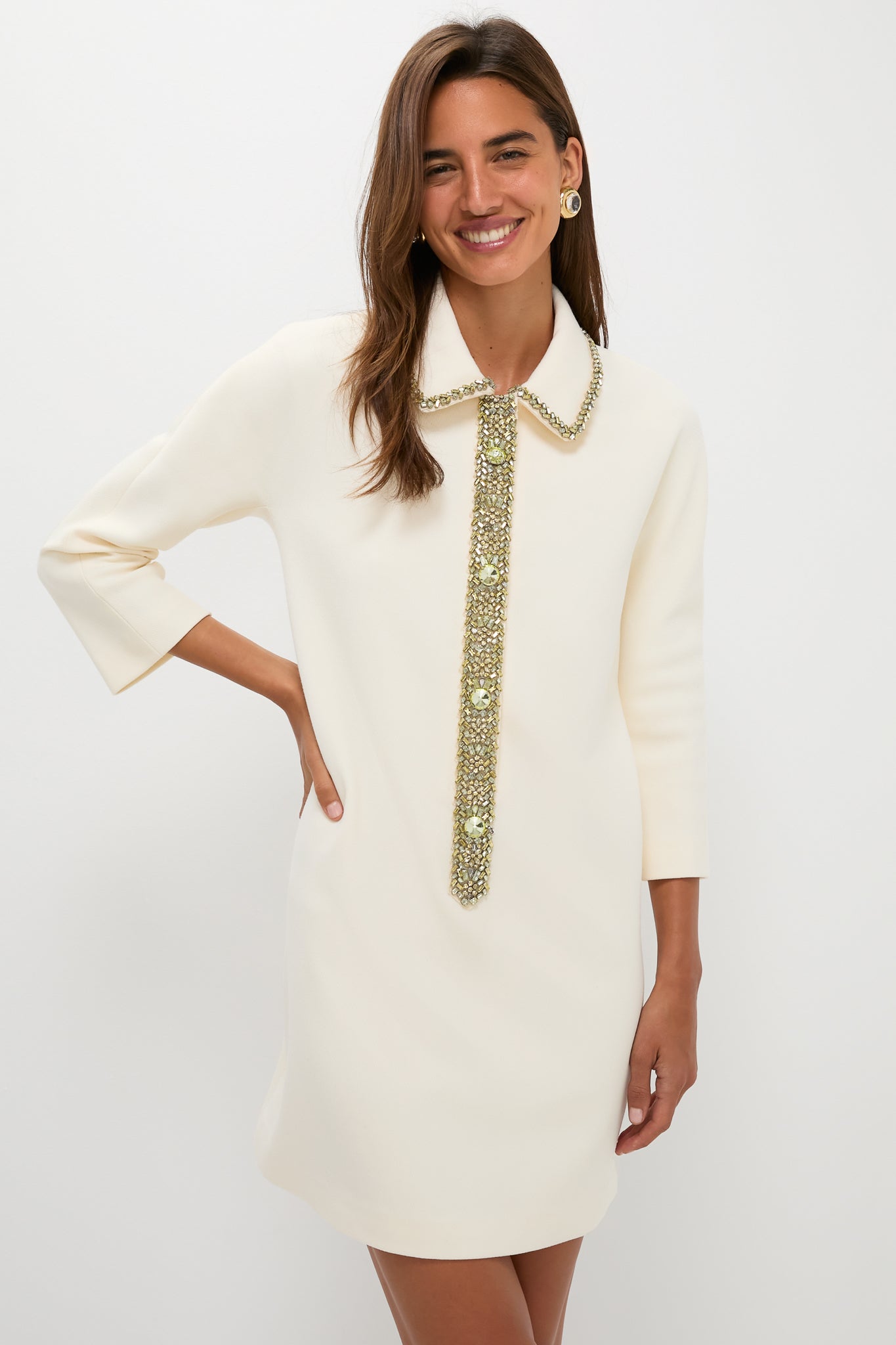 Winter White Embellished Nicola Dress
