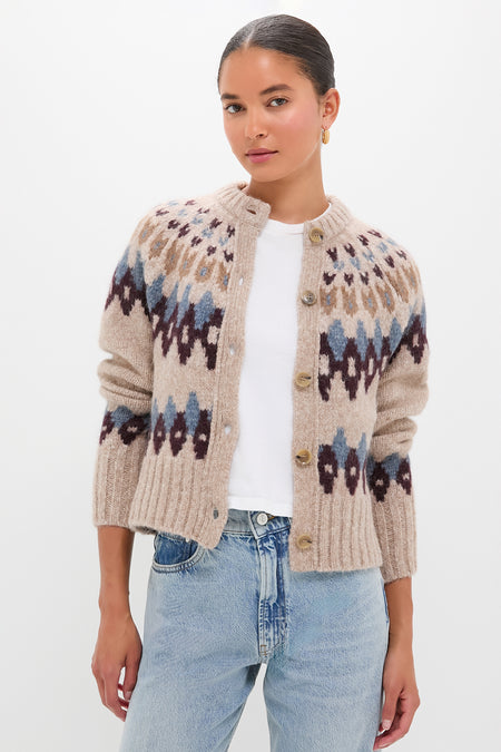 Oatmeal Melange Multi Christina Fairisle Cardigan