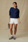 Navy Cable Knit Reid Sweatshirt