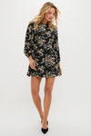 Black Multi Floral Sophia Mini Dress