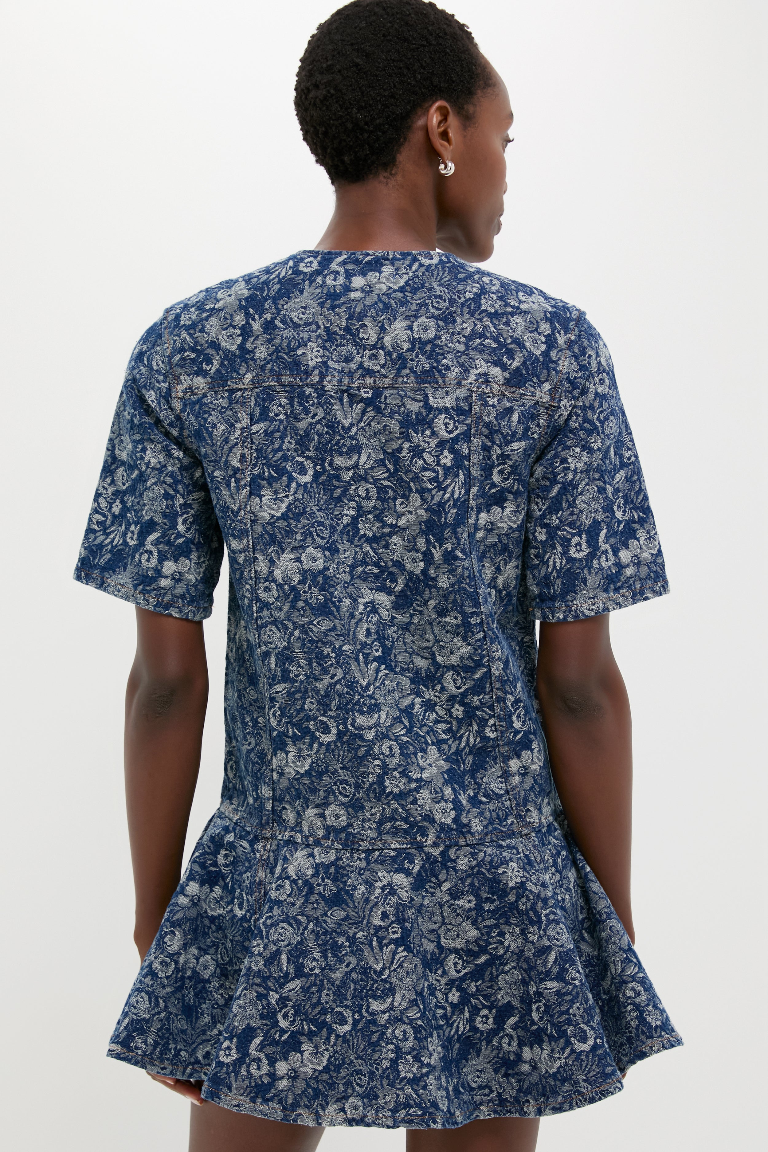 Mid Blue Stone Tapestry Denim Mini Dress