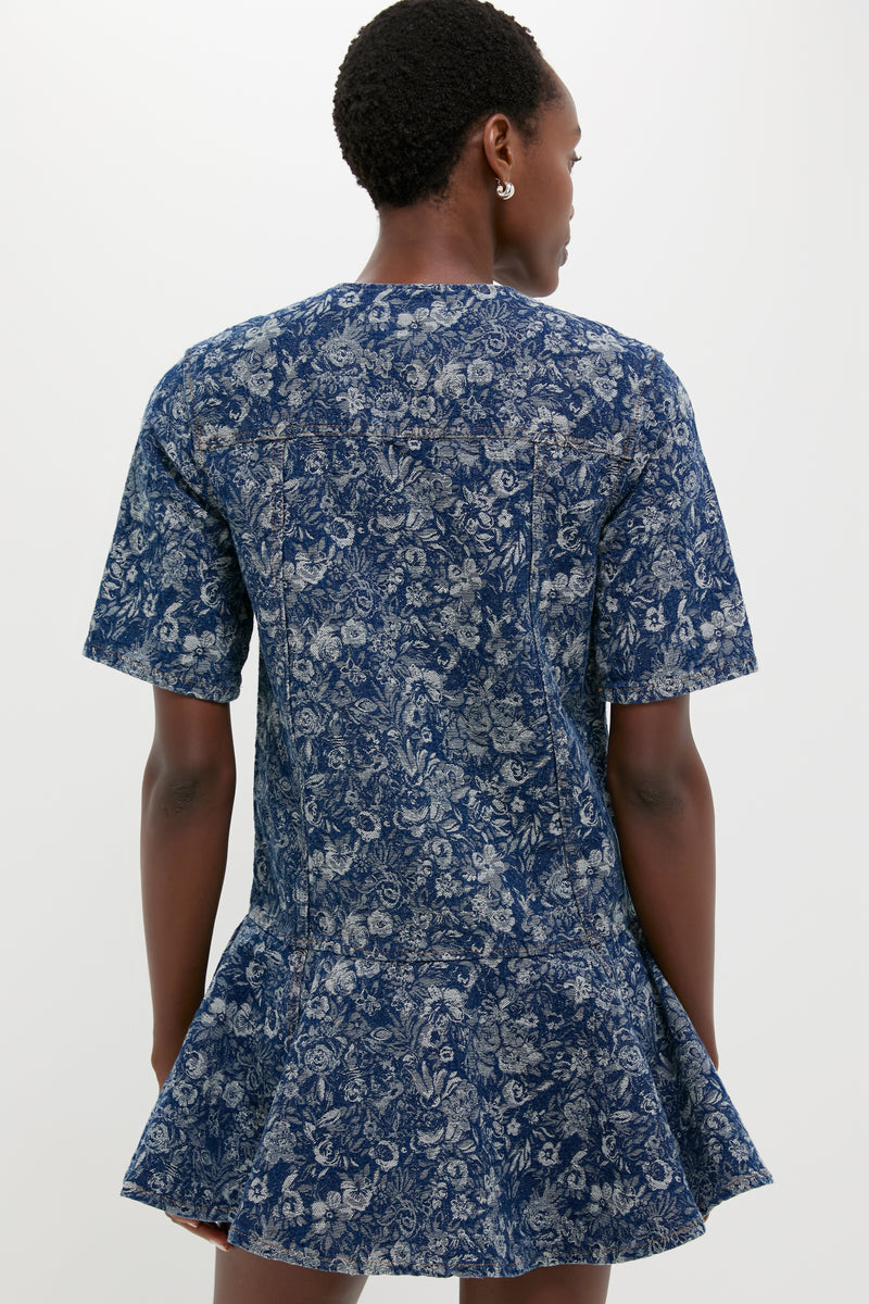 Mid Blue Stone Tapestry Denim Mini Dress