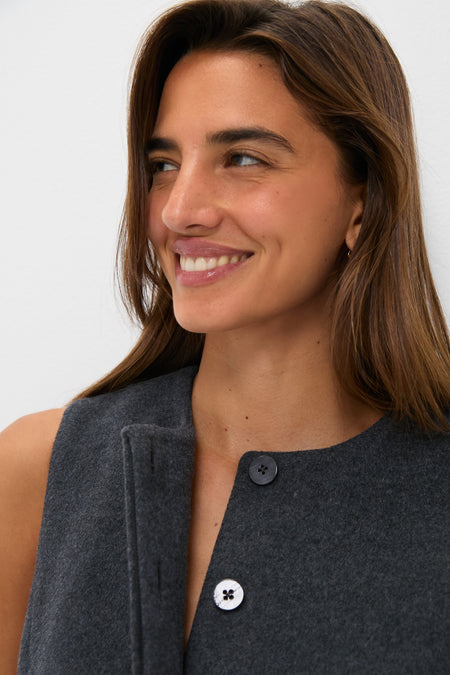 Gray Wool Rhoda Midi Dress