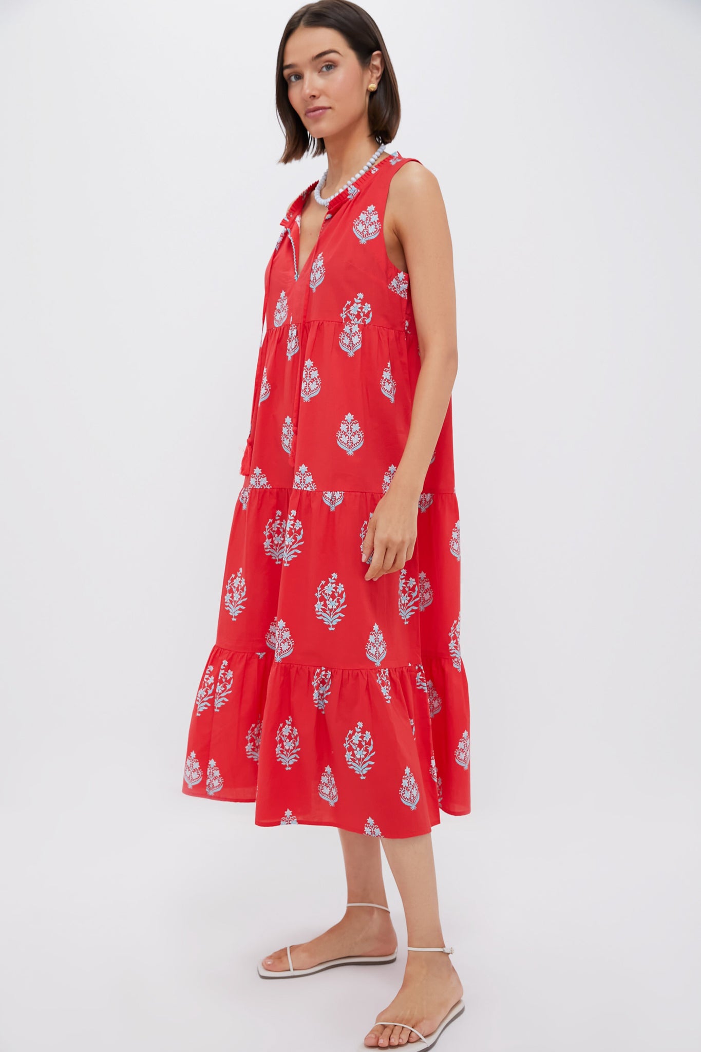 Scarlet Bouquet Blockprint Salty Paloma Caftan