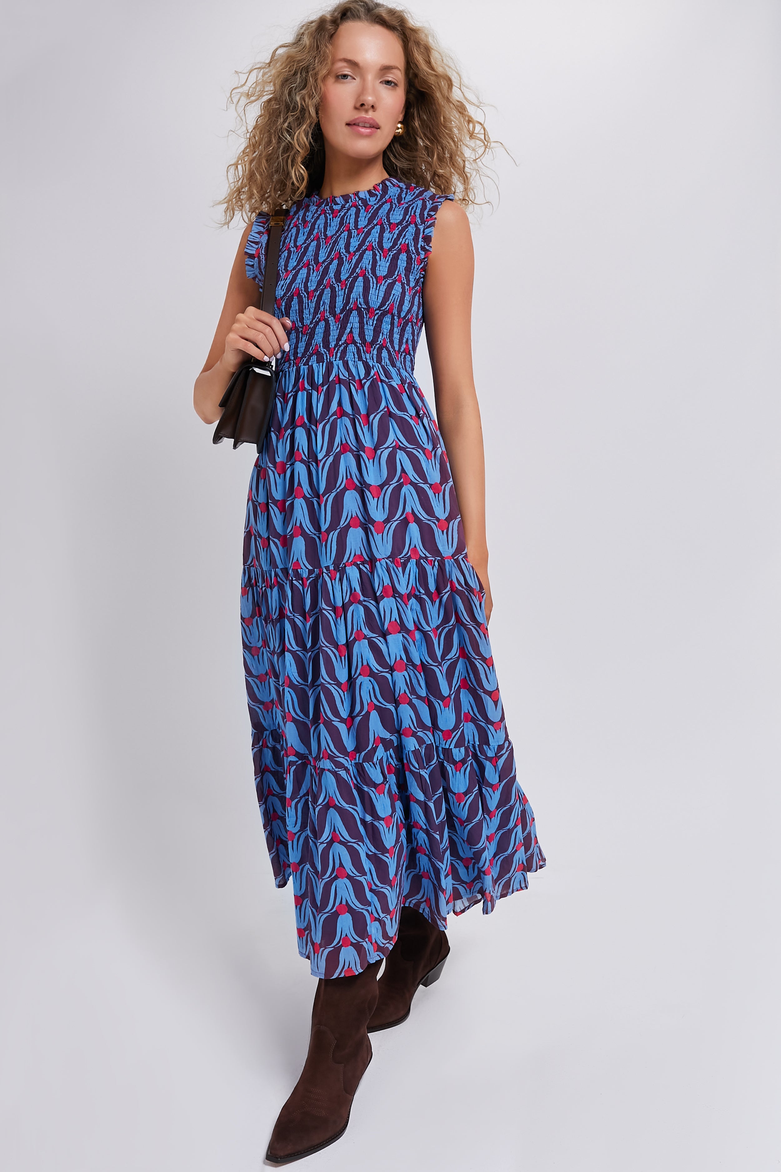 Exclusive Tulip Red Sleeveless Smocked Maxi | Oliphant