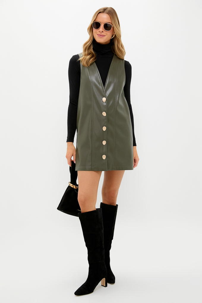green emerald velvet dress WDIRARA Women's Button Front Sleeveless Ruffle Hem Pinafore Overall Midi  Cami Dress Army Green Small at Amazon Women's Clothing store main image 0