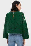 Green Ceci Embroidery Long Sleeve Top