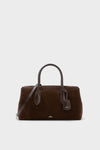 Chocolate and Tobacco Suede and Leather Medium Satchel